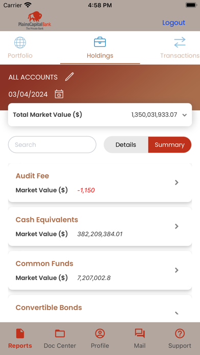 Private Bank of PlainsCapital Screenshot