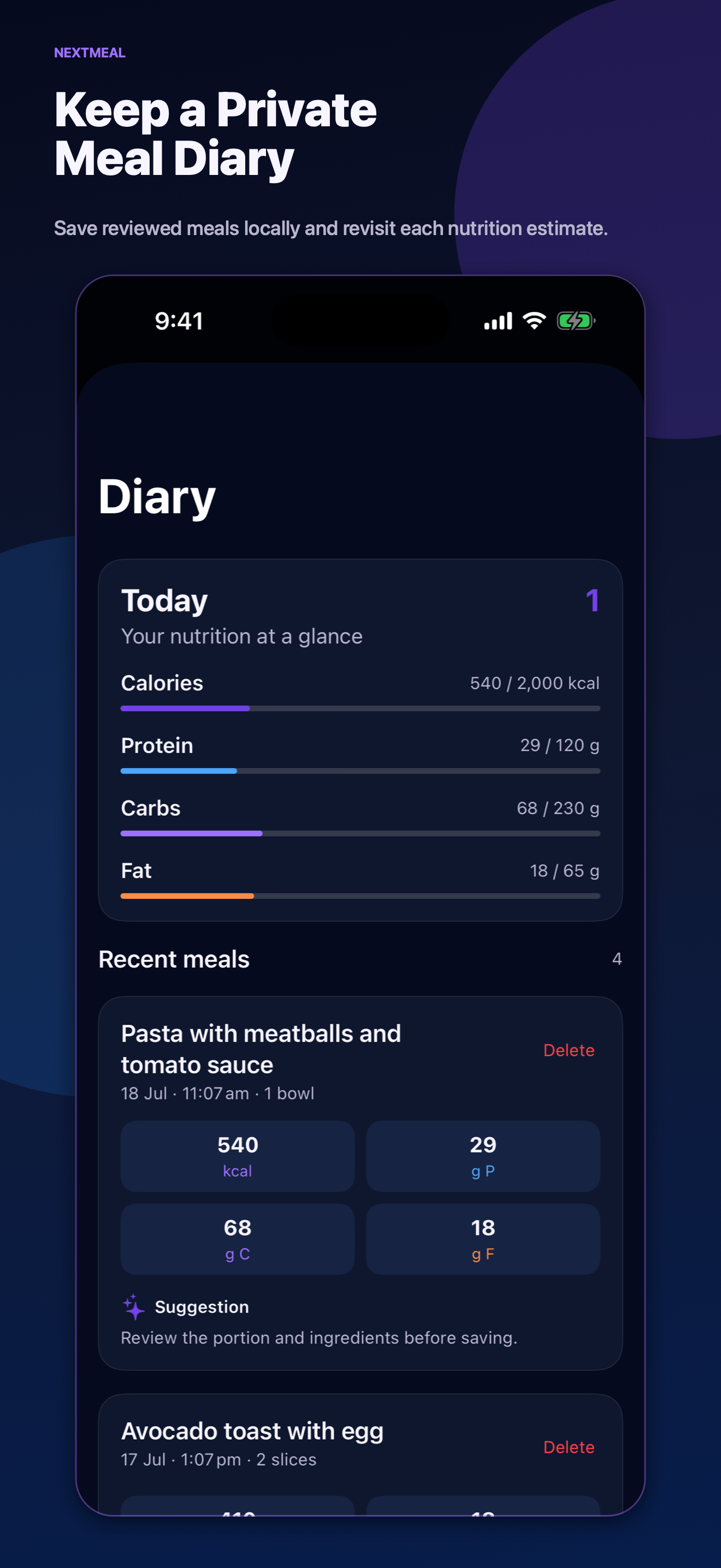 NextMeal: Nutrition Companion screenshot 4