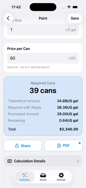 Material Quantity Calculator screenshot 2