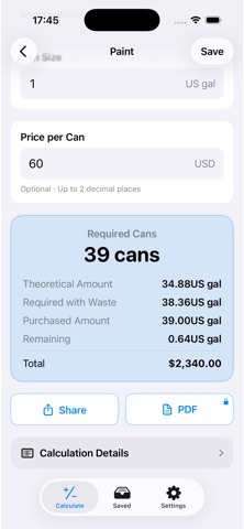 Material Quantity Calculator Screenshot 2 of 4