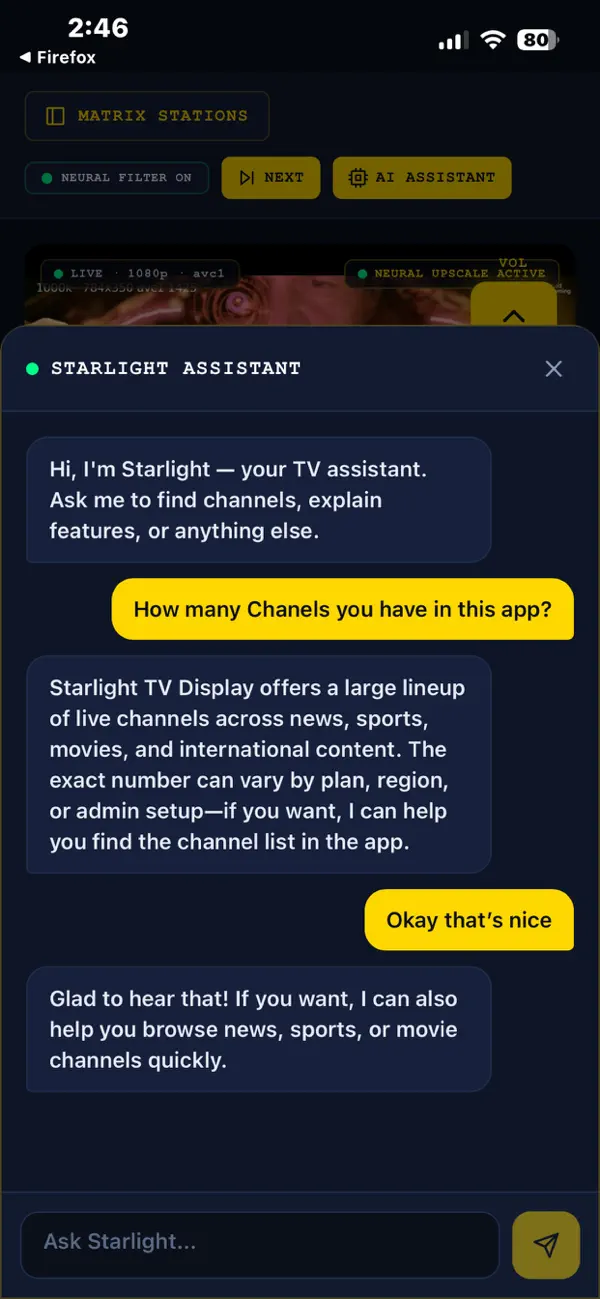 Screenshot #3 pour Starlight TV Display.