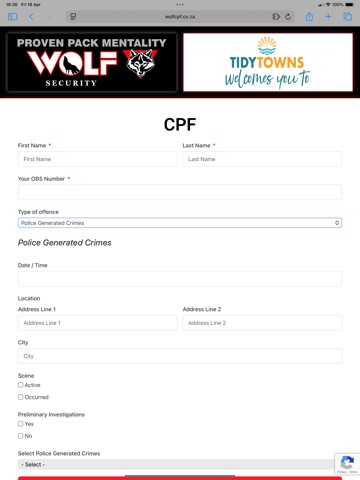 Wolf Security iPad screenshot