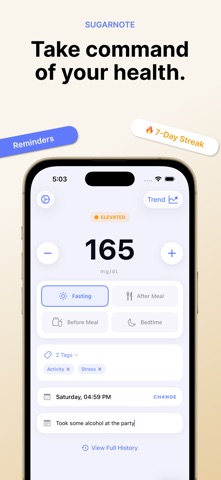 SugarNote: Blood Sugar Tracker Screenshot 1 of 7