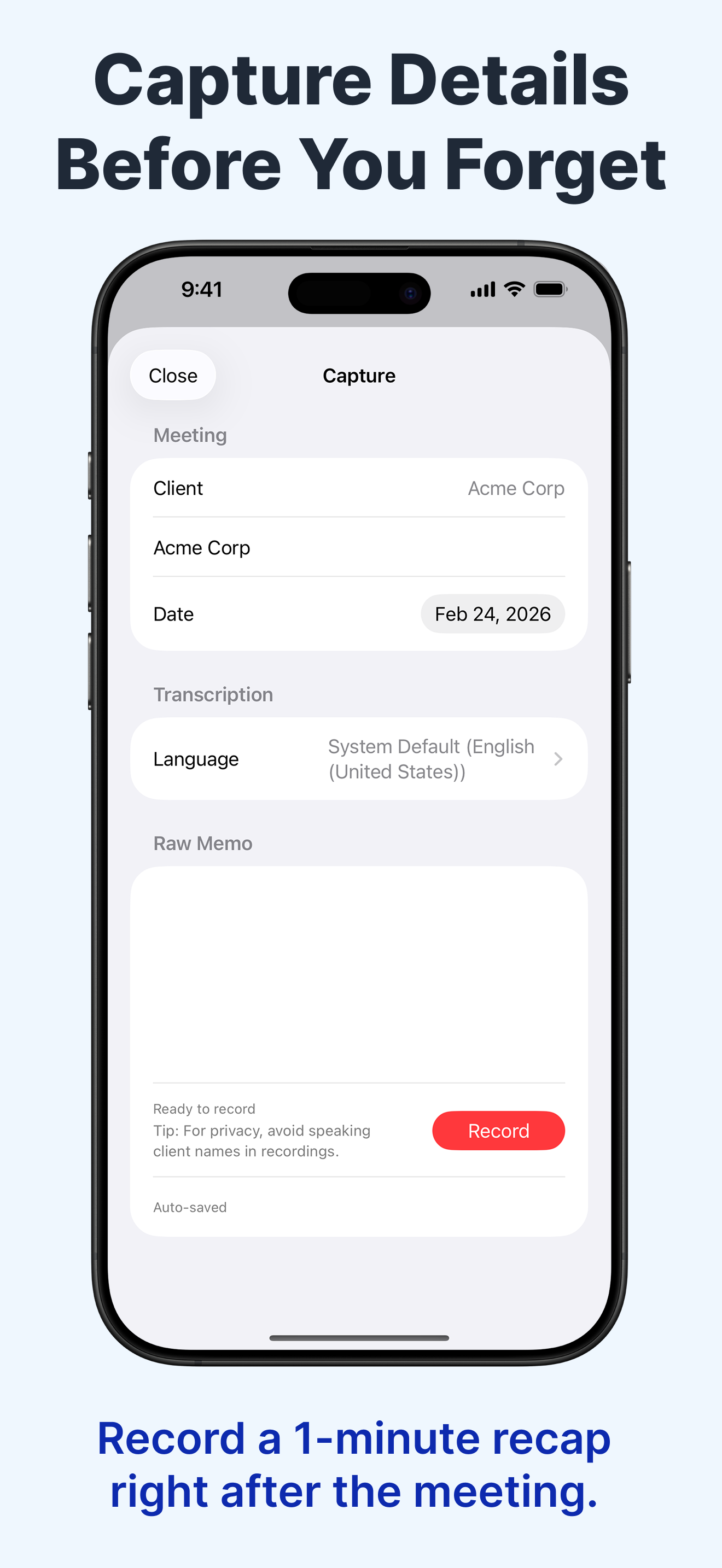 CallRecap: Client Call Memo AI screenshot 3