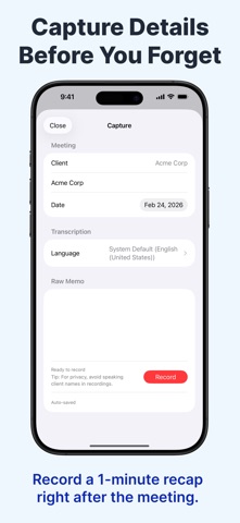 CallRecap: Client Call Memo AI screenshot