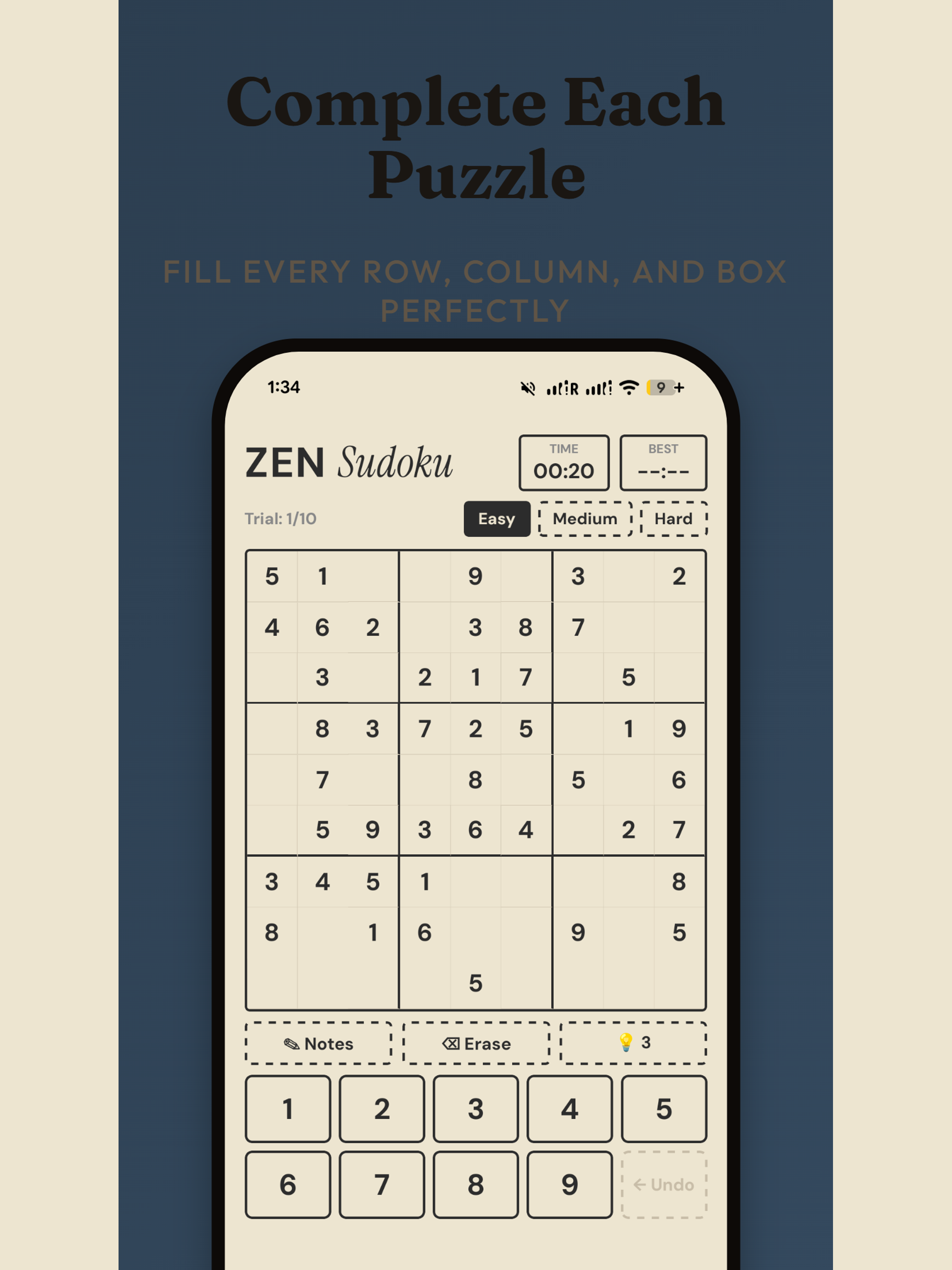 Zen Sudoku: Classic Puzzle