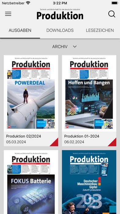 Produktion eMagazin Screenshot