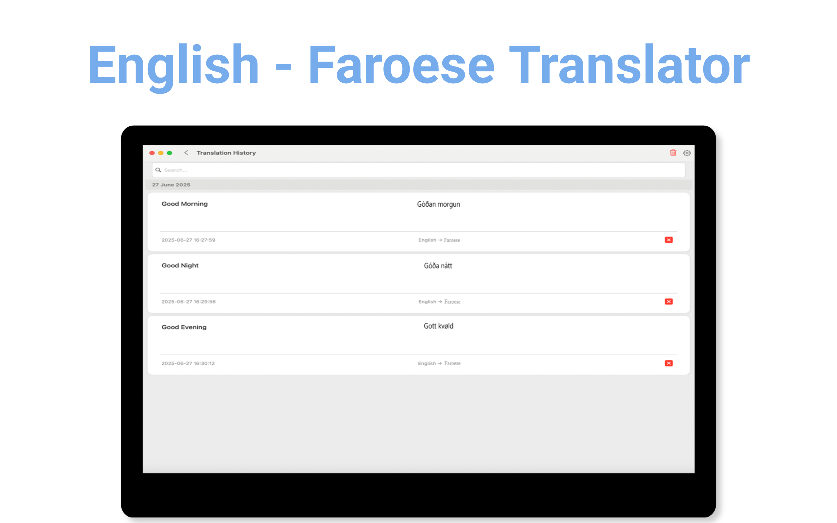 English - Faroese Translator