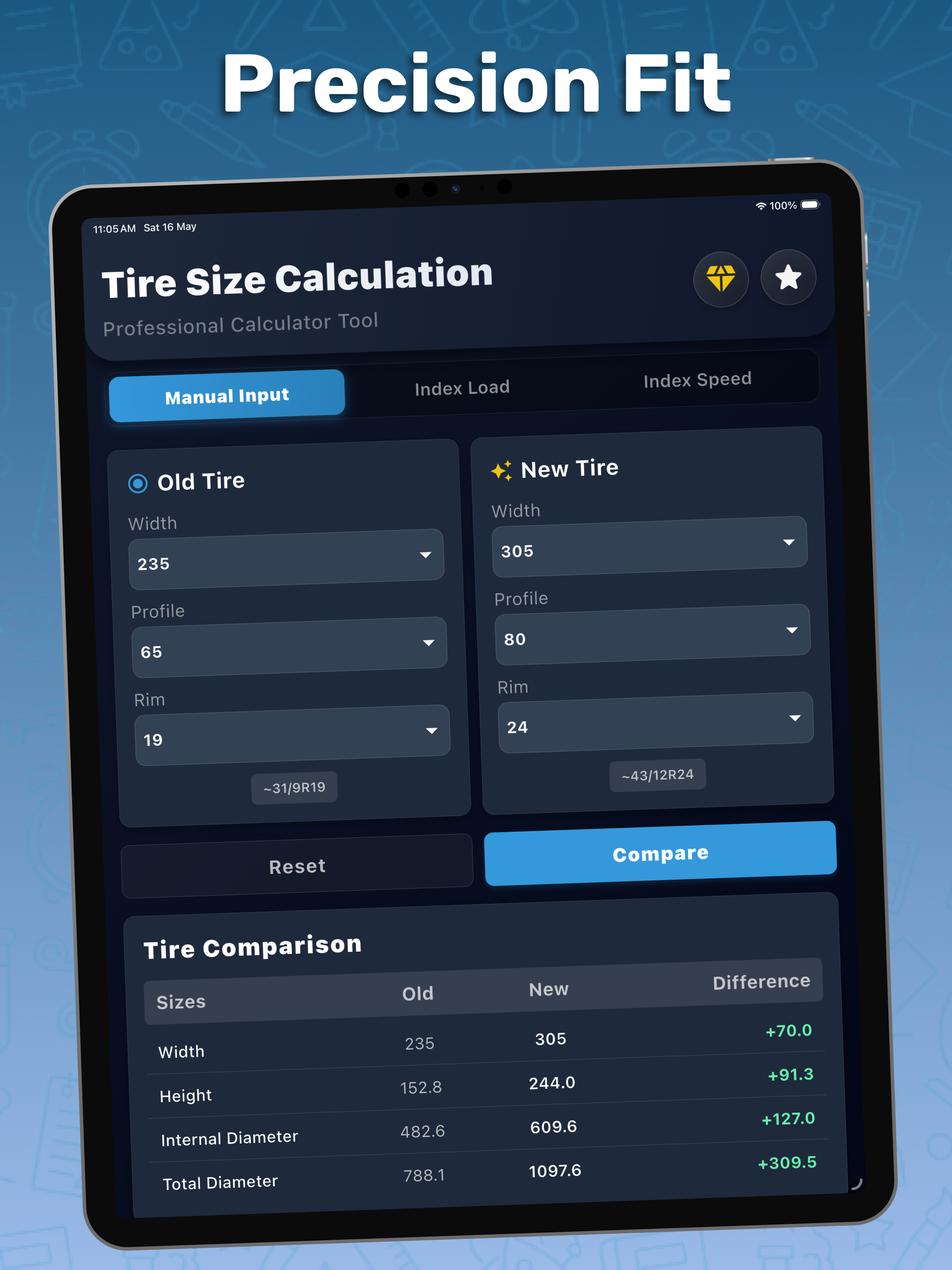 Tire Size Calculator.