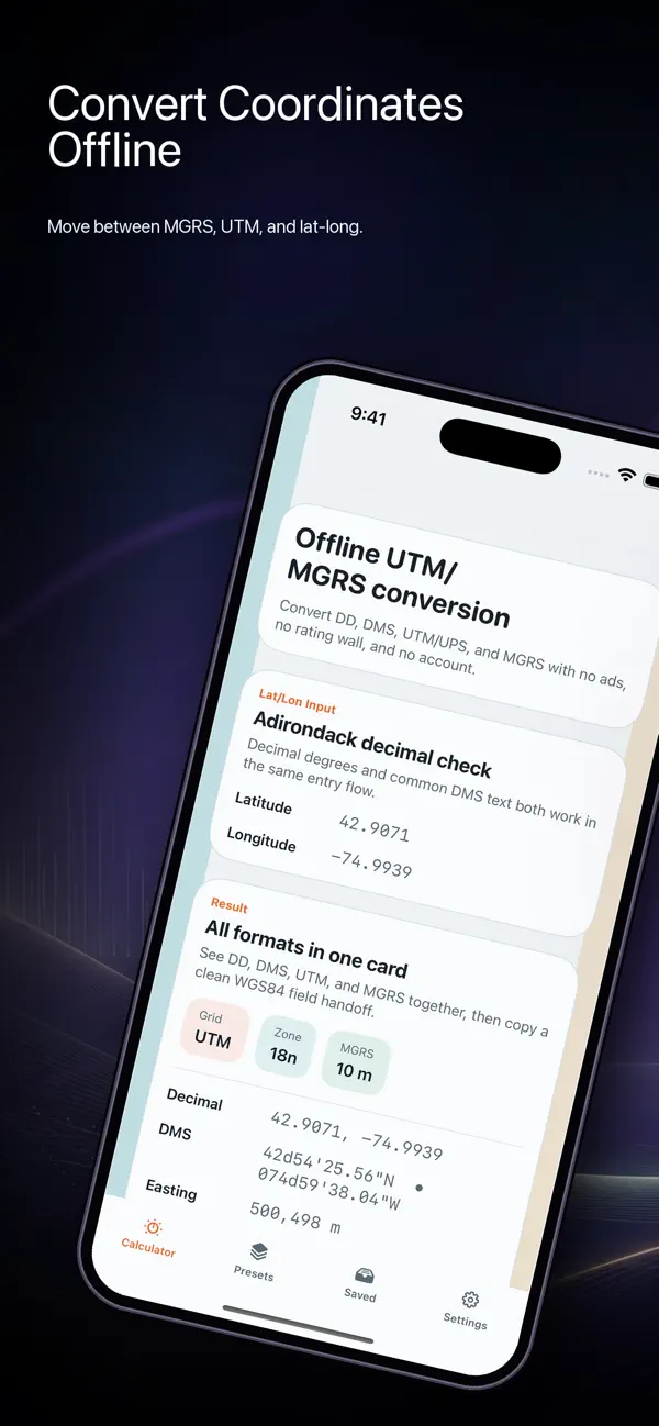 Screenshot #1 pour Offline MGRS Converter