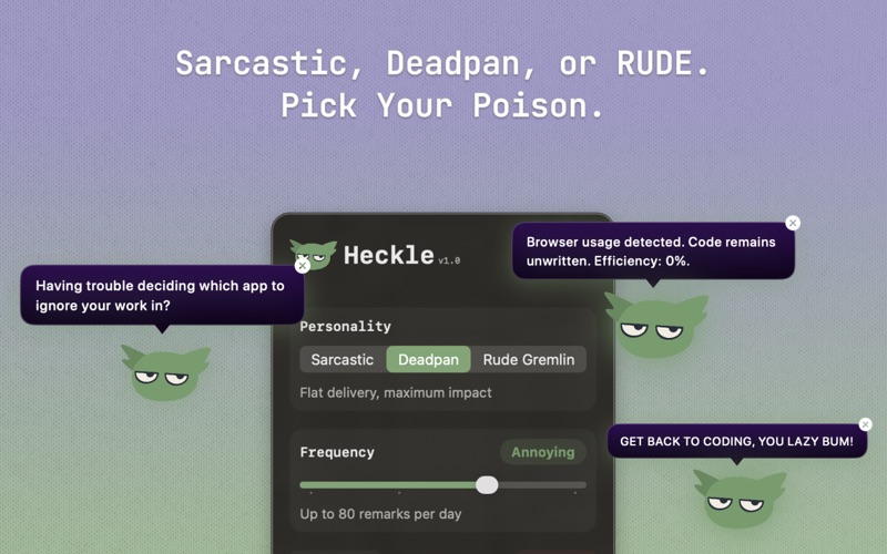 Heckle: Dev Focus Monitor screenshot