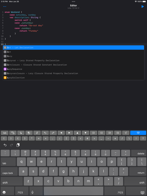 Screenshot #4 pour Swifty Compiler: Swift IDE
