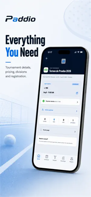 Paddio - Racket Tournaments screenshot 1