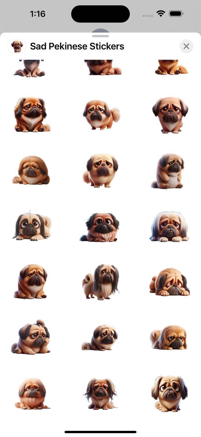 Sad Pekinese Stickers