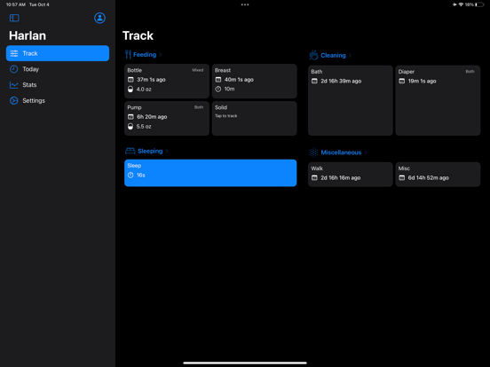 Baby Tracker - Feed & Sleep iPad screenshot 3 - Medical app