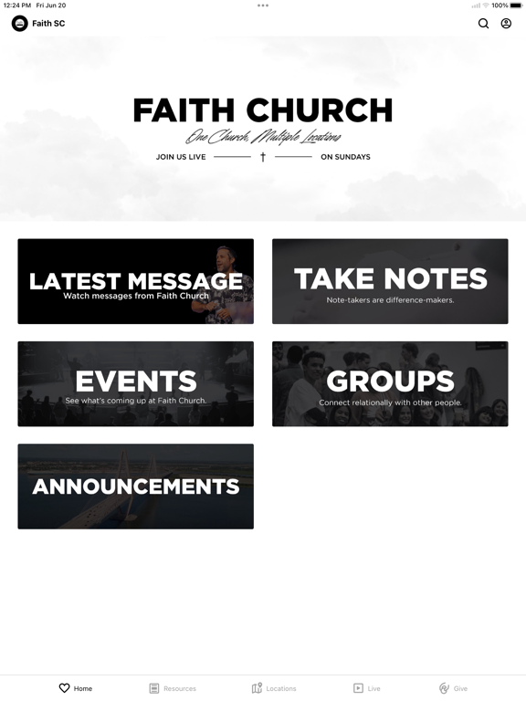 Faith Church SC iPad screenshot 1 - Education app