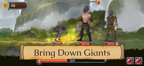 Obsidian Knight: Roguelike RPG - Los usuarios experimentarán combates dinámicos contra enemigos, evidenciados por los tres adversarios de distinto tamaño y las barras de vida que muestran el progreso de la batalla.