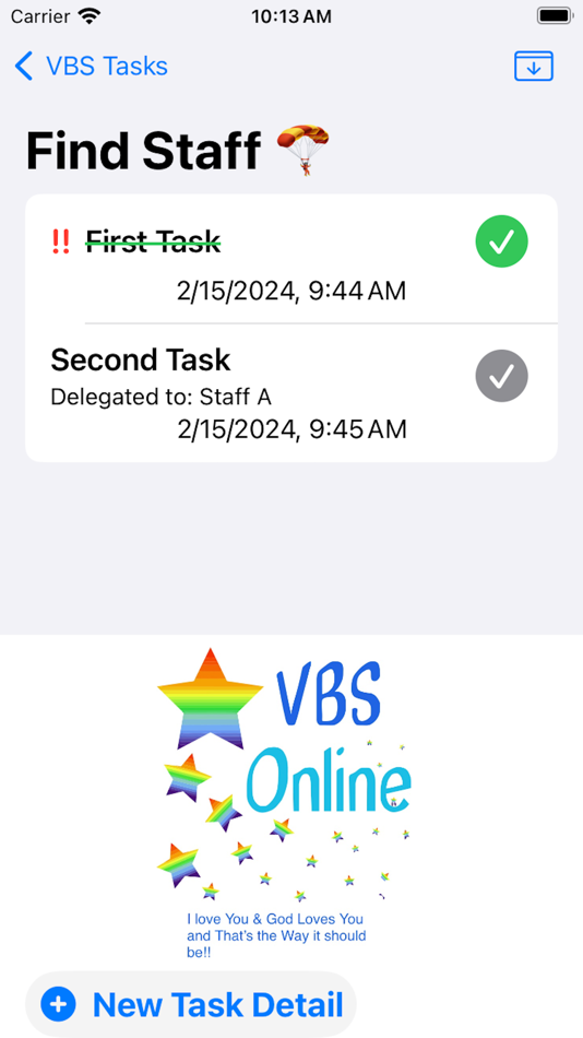 #3. VBS Tasks (iOS) Podle: Mark Spaulding