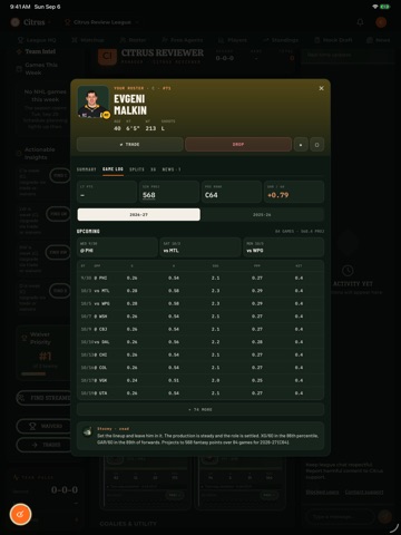 Citrus Fantasy Sports iPad screenshot 1