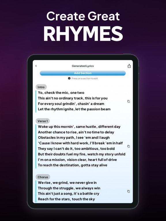 Ghost Writer: Lyric Generator iPad screenshot 3 - Music app