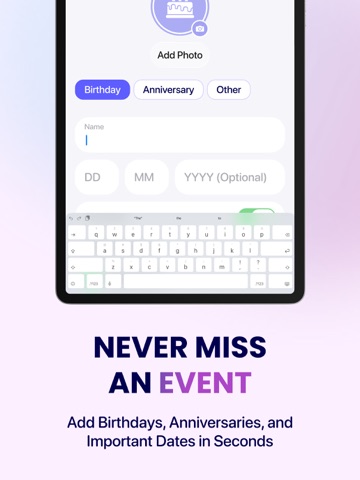 Birthday Reminder and Calendar iPad screenshot