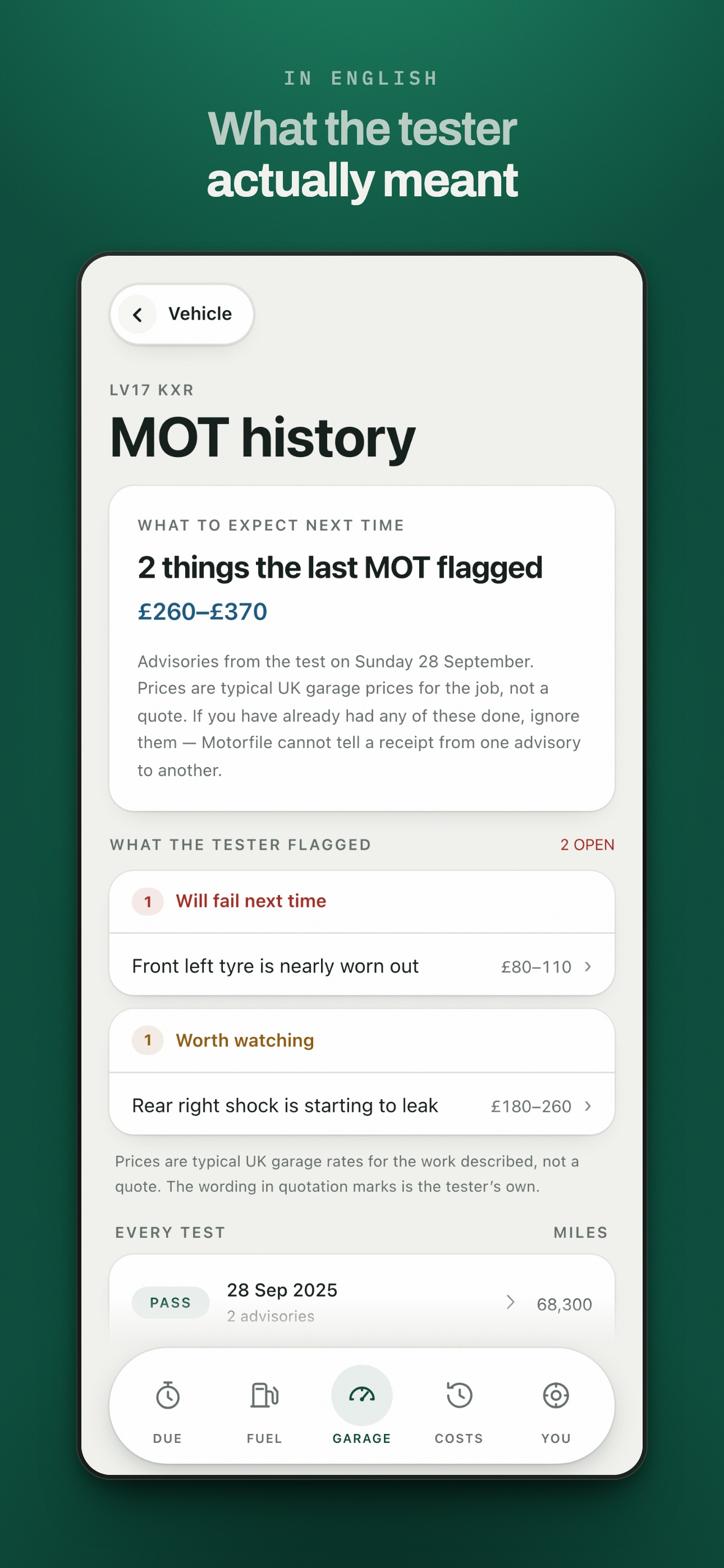 Screenshot 4 of Motorfile: MOT, Tax & History