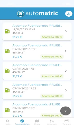 Captura de pantalla de Automatric en iPhone 7