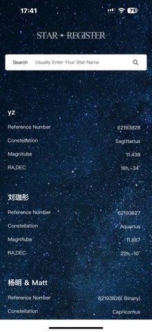 Star Register screenshot