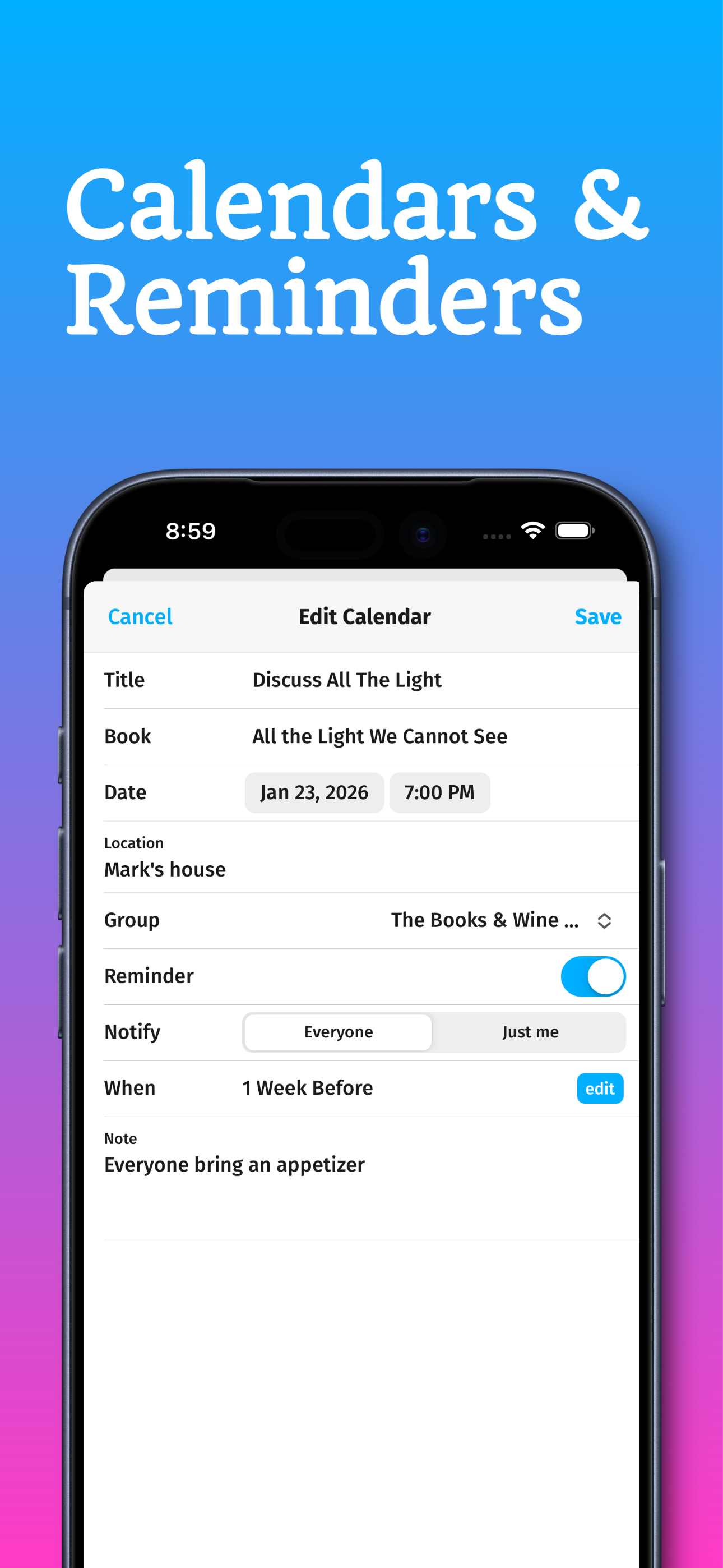 Bookship: a virtual book club