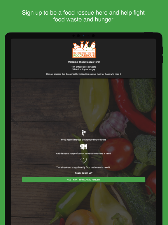 Hunger Network Food Rescue iPad screenshot 1 - Food & Drink app