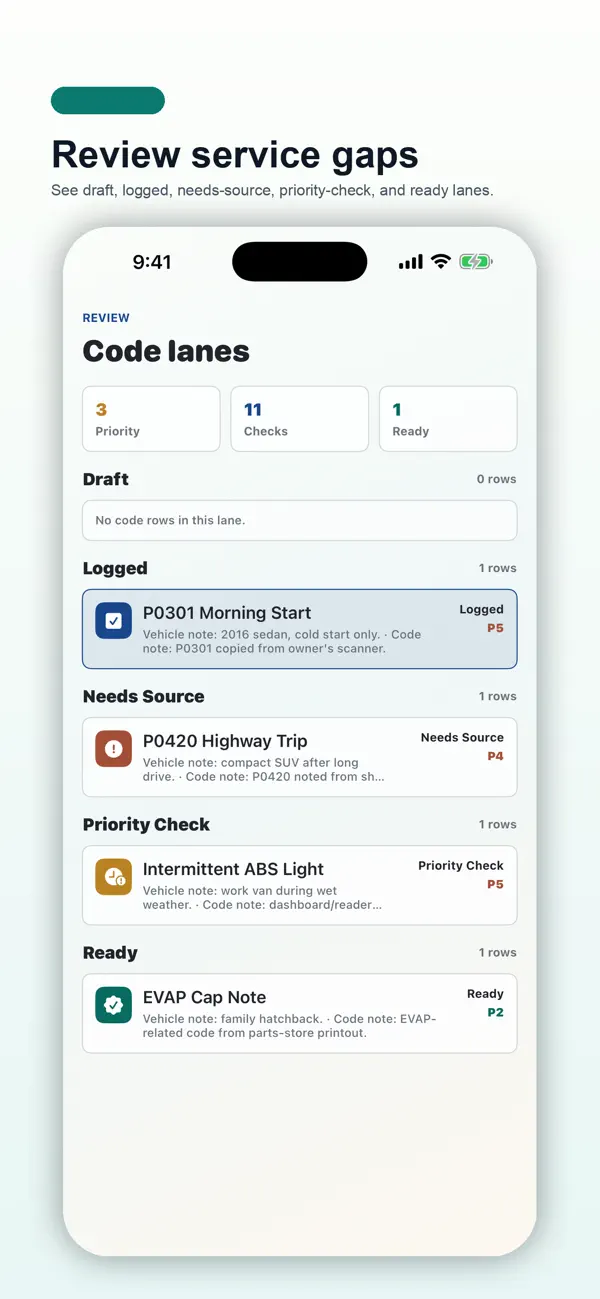 Screenshot #3 pour OBD Code Note Pocket
