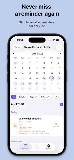 Simple Reminder: Tasks screenshot 1