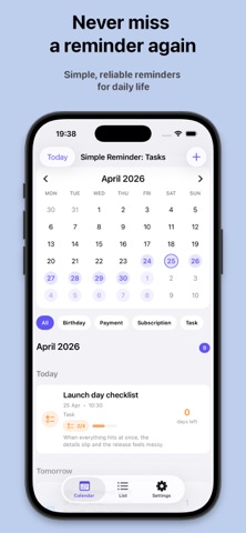 Simple Reminder: Tasks Screenshot 1 of 6