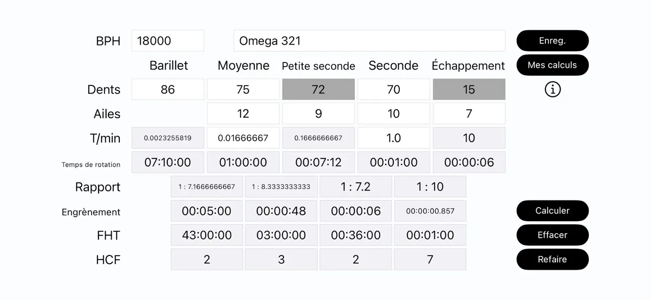 Screenshot #1 pour Watch Gear Calculator