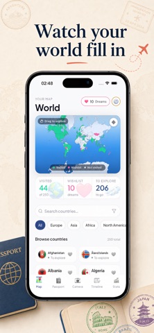 Travel Map: Countries Visited iPhone screenshot
