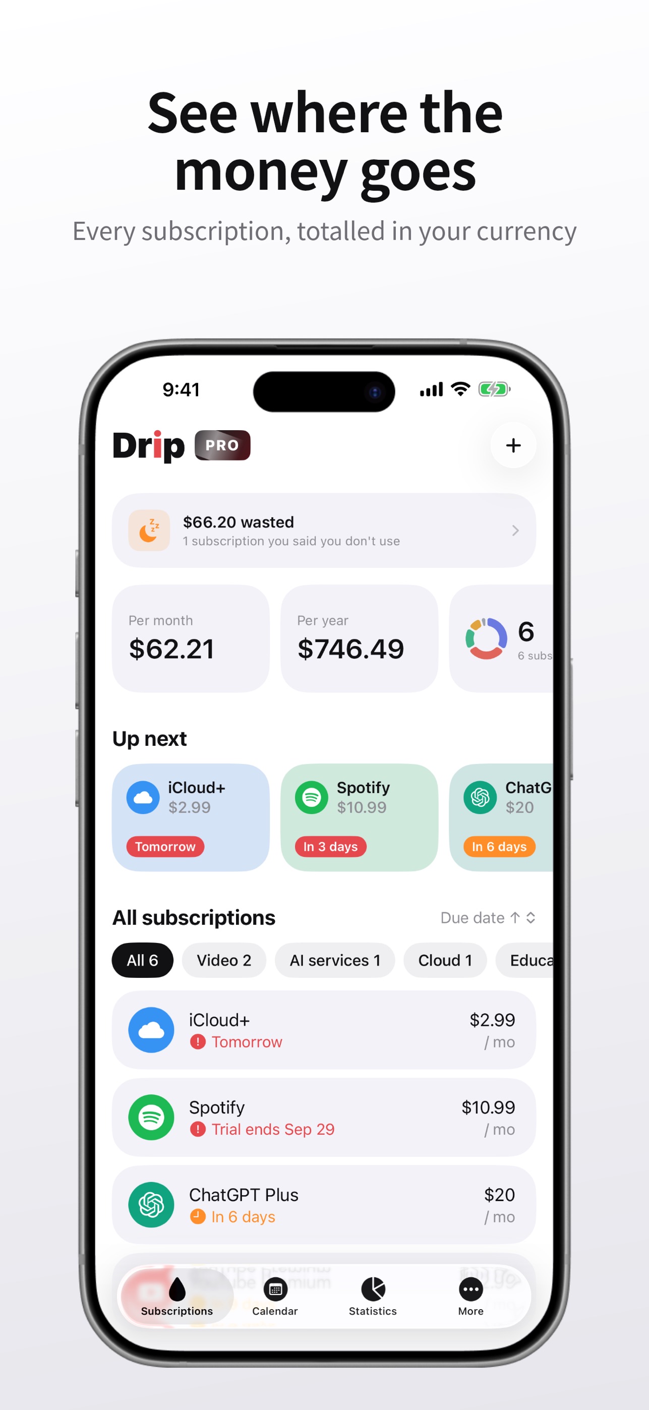 Screenshot 1 of Drip: Subscription Tracker