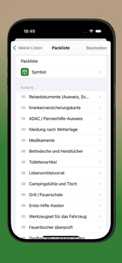 Screenshot von Camper Checklist auf dem iPhone 5