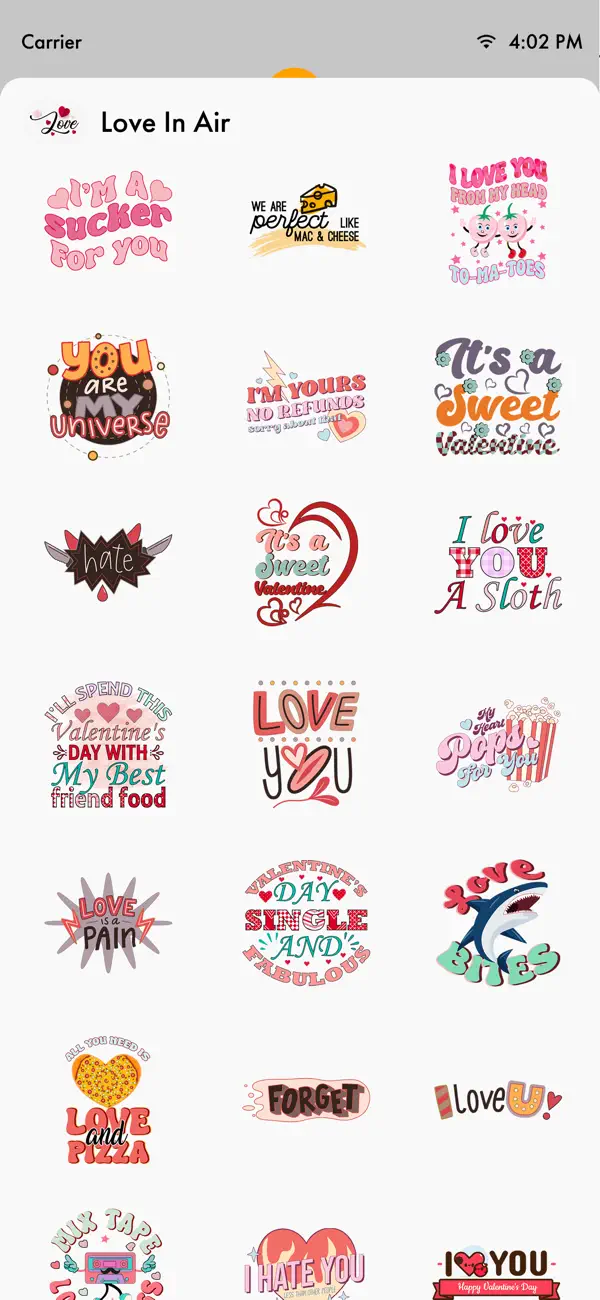 Screenshot #2 pour Love in Air Stickers