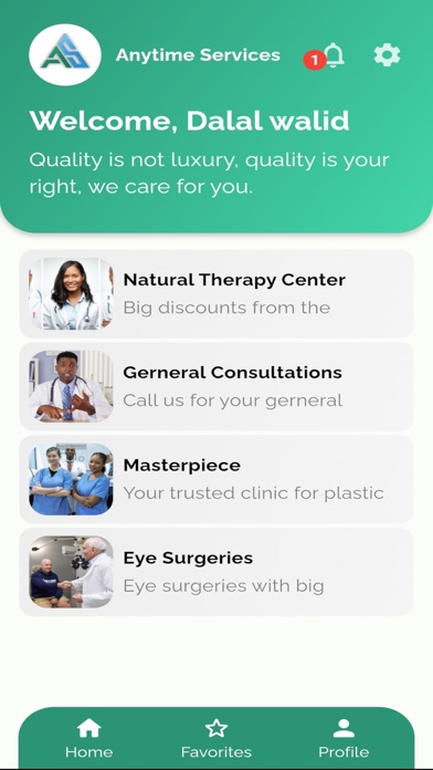Anytime Services Screenshot