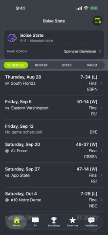 Boise State Football Schedules app screenshot