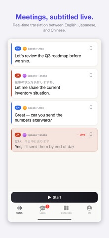 Hiroi: Live Meeting Translator iPhone screenshot