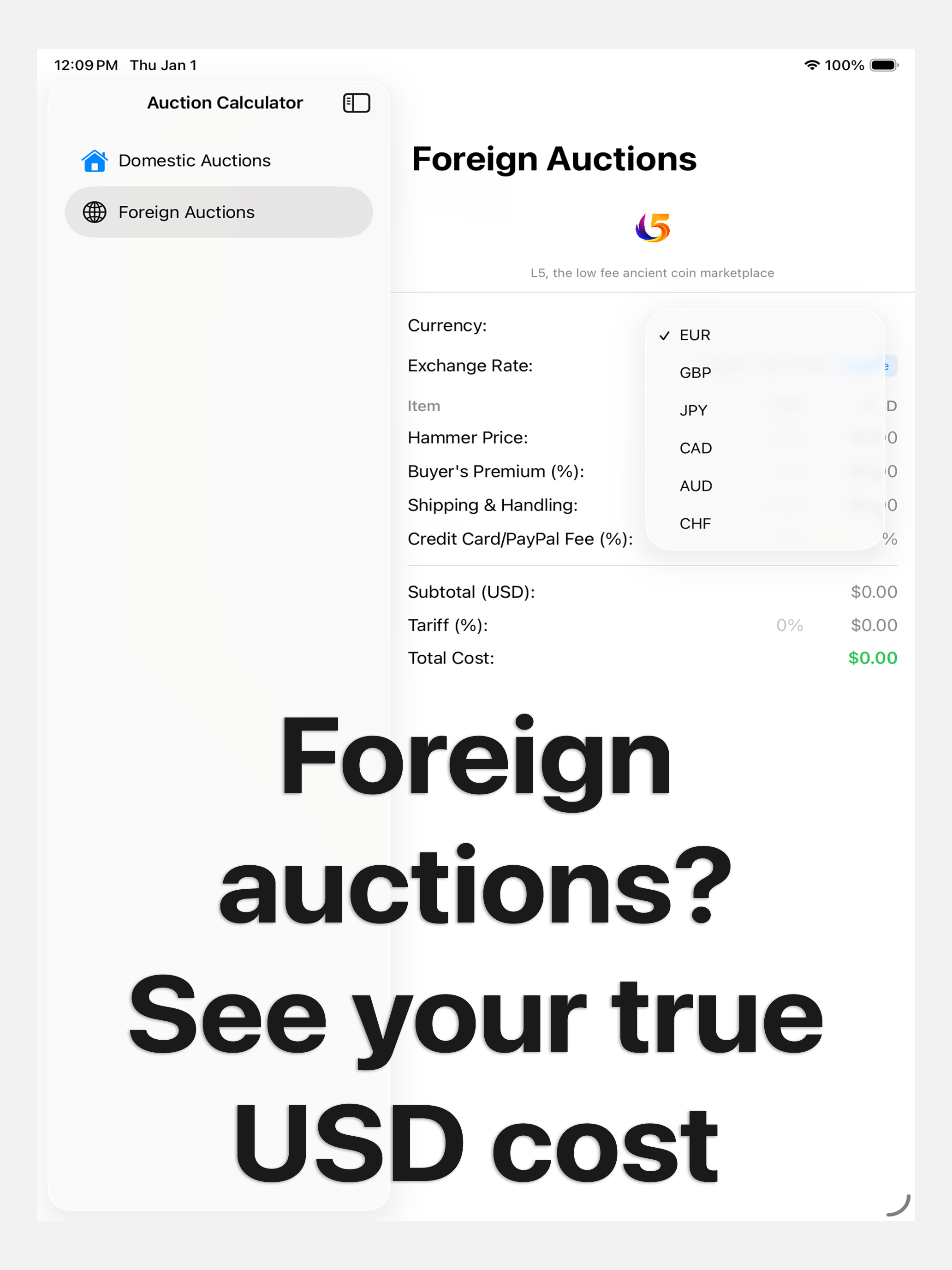 Online Auction Calculator