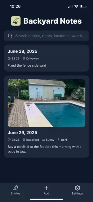 Backyard Journal screenshot 2