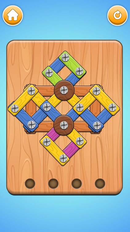 Wood Nuts and Bolts Pin Puzzle