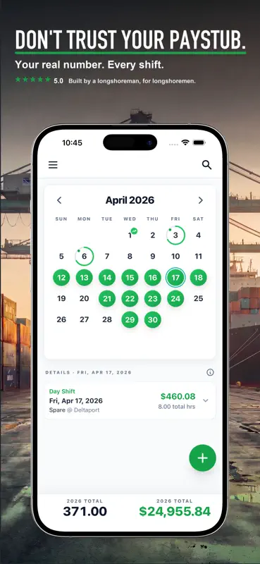 DockBook Longshore Pay Tracker screenshot 1 of 10