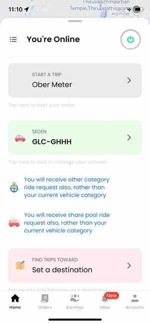 OberCab driver screenshot 2