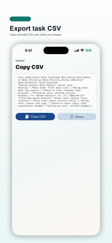 Class Volunteer Task Pad screenshot