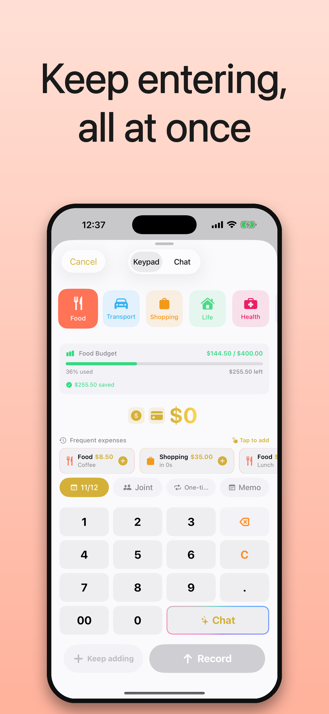 WeSpend - Snap or chat to log