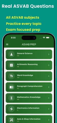 Military Test ASVAB Prep iPhone screenshot