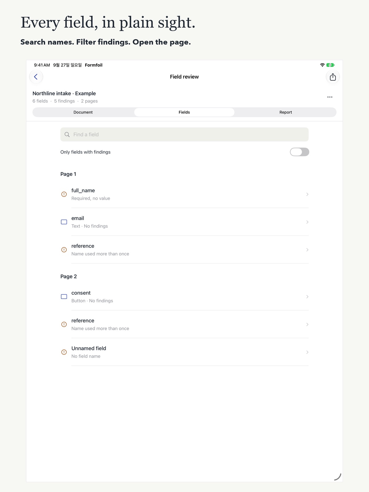 Screenshot 7 of Formfoil: PDF Field Audit